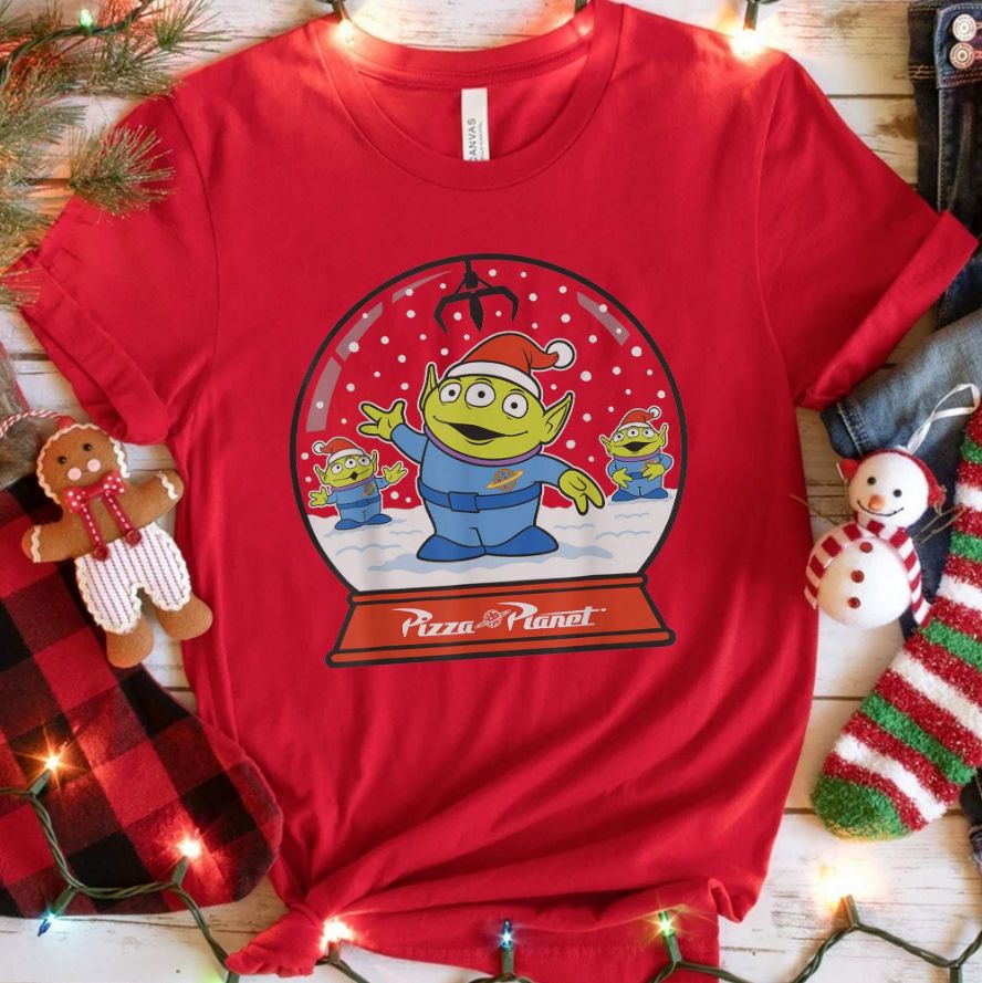 Disney Pixar Toy Story Alien Claw Snowglobe Christmas Lights T-Shirt