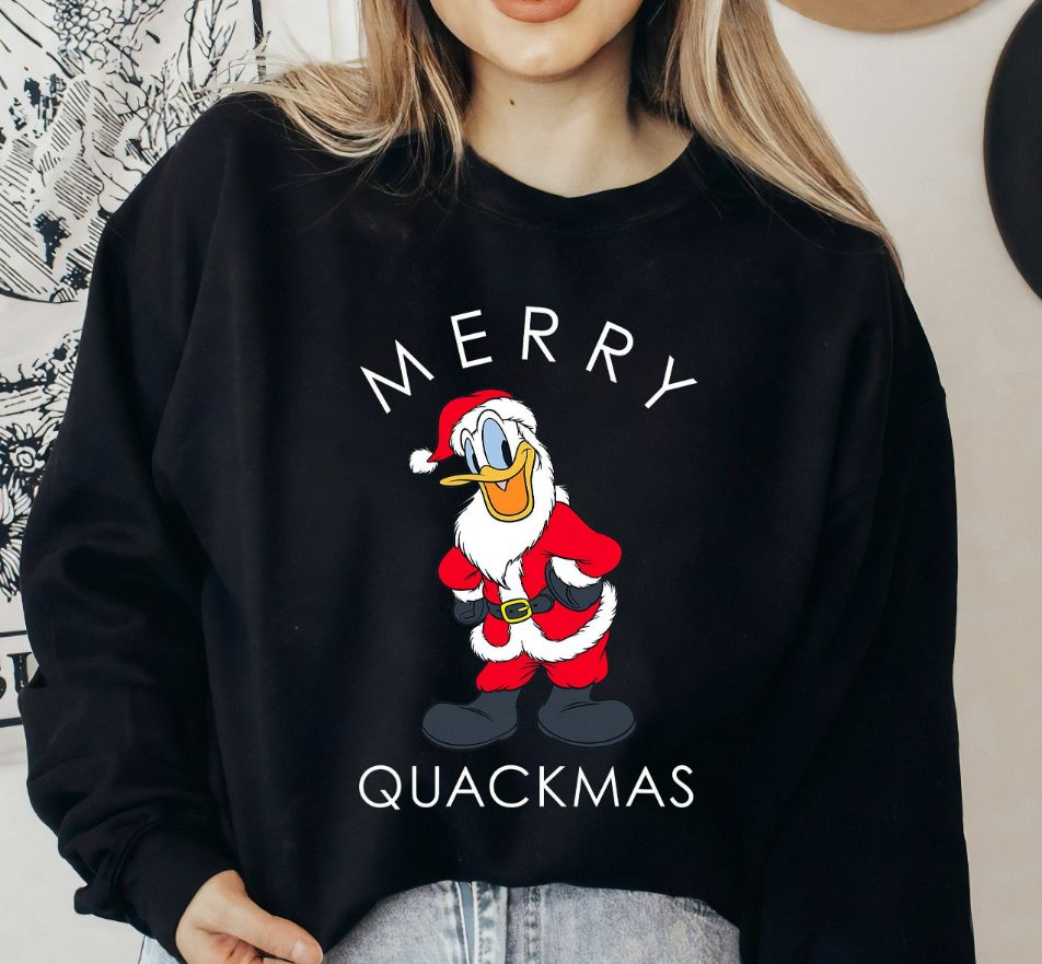 Disney Santa Donald Duck Merry Quackmas Holiday Sweatshirt