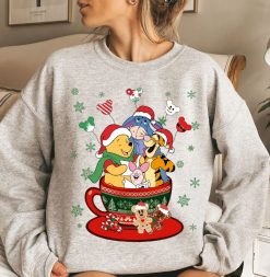 Disney Winnie The Pooh Christmas Coffee Cup Balloon Sweatshirt