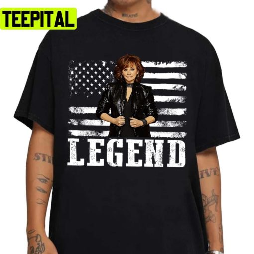 Distressed American Flag Music Legend Reba Mcentire Unisex Sweatshirt