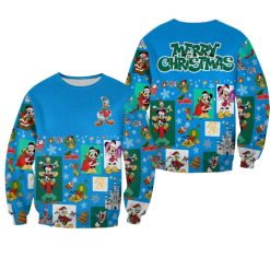 Donald Duck Pattern Xmas Blue 2022 Christmas Disney 3D Sweater