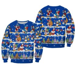 Donald Duck Pattern Xmas Blue 2022 Christmas Disney Graphic Cartoon 3D Sweater