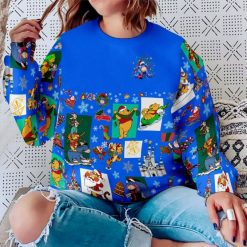 Eeyore Donkey Pattern Xmas Blue 2022 Christmas Disney Graphic 3D Sweater