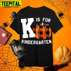 Fall Kindergarten Teacher K Is For Buffalo Plaid Pumpkin T Retro Art Unisex T-Shirt