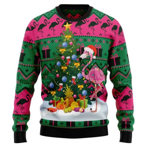 Flamingo Christmas Tree Ugly 3D Christmas Sweater