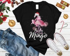 Flamingo Lover Christmas Gift Fa La La Watercolor Shirt