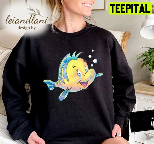 Flounder Bubbles The Little Mermaid Ariel Princess Fan Disney Sweatshirt