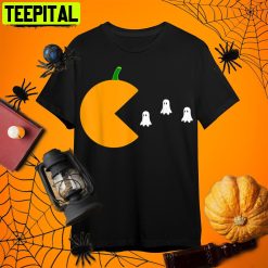 For Kids Boys Men Pumpkin Ghost Gamer Retro Art Unisex T-Shirt