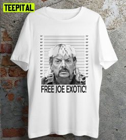 Free Joe Exotic Tiger King Mugshot Carole Baskin Retro Design T-Shirt