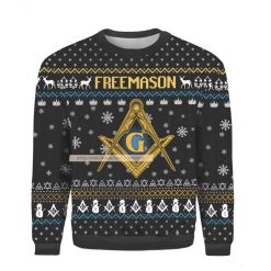 Freemason Letter G Yellow Ugly 3D Xmas Sweater