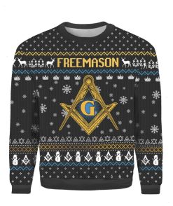 Freemason Letter G Yellow Ugly Christmas 3D Sweater