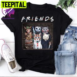 Friends Cat In Horror Movies Characters Vintage Trending Unisex T-Shirt