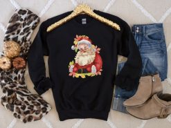 Funny Christmas Cute Gift for Women Winking Funny Santa Fall Sweatshirt