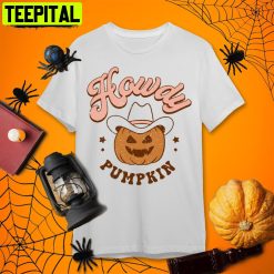 Funny Howdy Pumpkin Halloween Pumpkin Retro Art Unisex T-Shirt