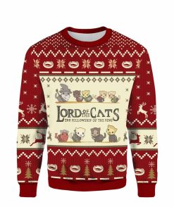 Funny Lord Of The Cats The Fellowship Of The Ring All Over Print 3D Ugly Christmas Sweater