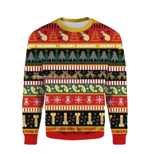 Funny Merry Dickmas Ugly 3D Xmas Sweater