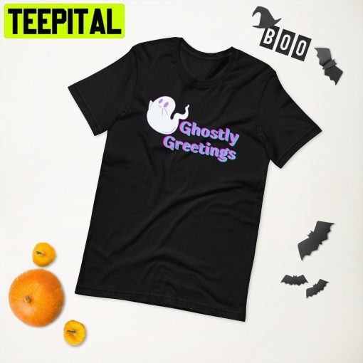 Ghostly Greetings Halloween Cute Funny Kawaii E-Girl Pastel Goth Trending Unisex Shirt