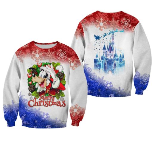 Goofy Dog Pattern Xmas White Blue 2022 Christmas 3D Sweater