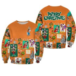 Goofy Dog Pattern Xmas Yellow 2022 Christmas Disney Graphic Cartoon 3D Sweater