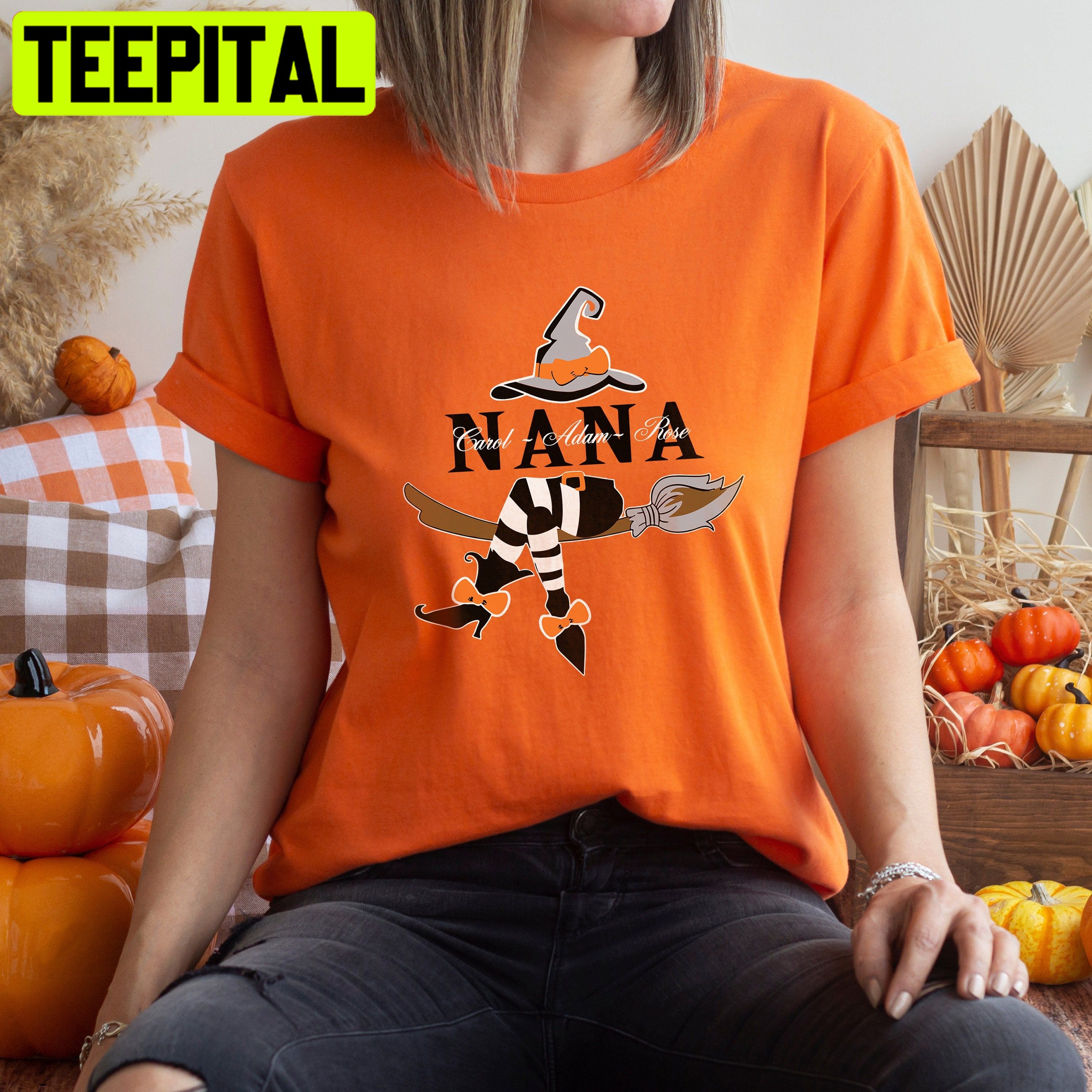 Grandma Shirt With Grandkids Names Fall Halloween Trending Unisex Shirt