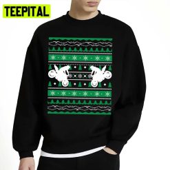 Green Pattern Christmas Biker Unisex Sweatshirt