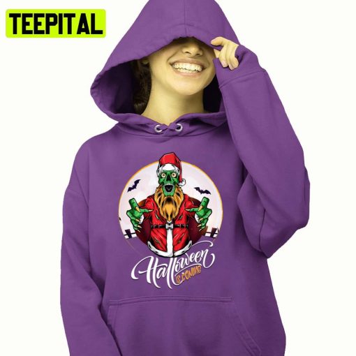 Green Zombie Wears Santa Hat Scary Halloween 2022 Hoodie