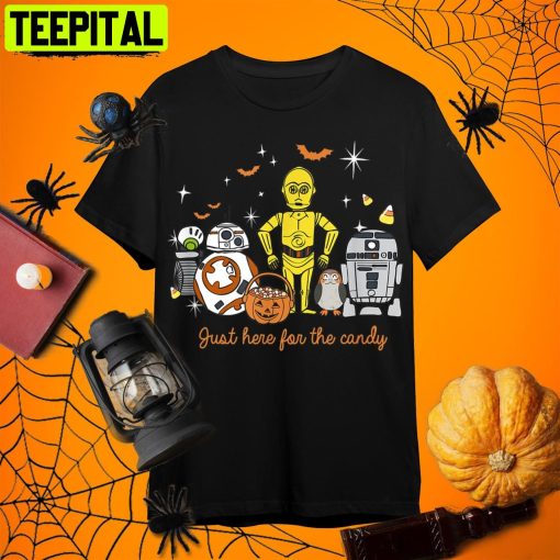 Group Shot Halloween Just Here For The Candy Star Wars Halloween Retro Art Unisex T-Shirt