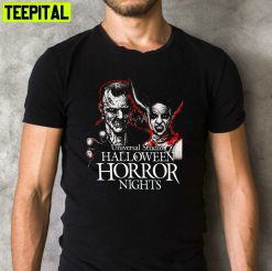 Halloween Horror Nights Frankenstein & Bride Of Frankenstein Horror Movie Universal Monsters Retro Design T-Shirt