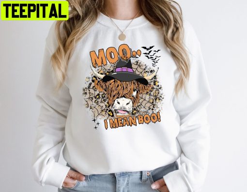 Halloween Icon Boo Ghost Cow Moo I Mean Boo Unisex Sweatshirt