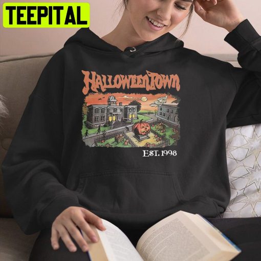 Halloween Town Embroidered Sweatshirt Hoodie Trending Unisex Hoodie