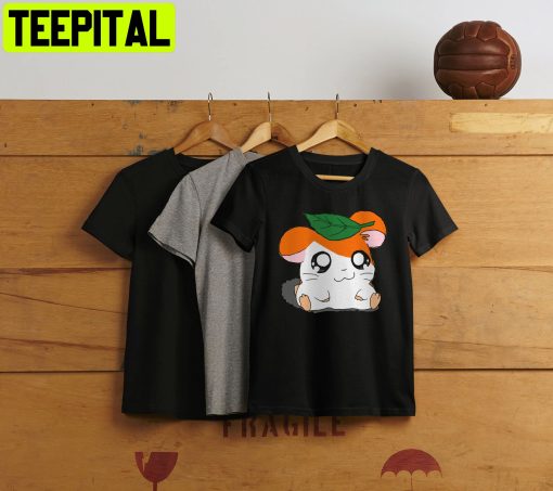 Hamtaro With Leaf Fitted Hamtaro Hamster Cute Unisex T-Shirt