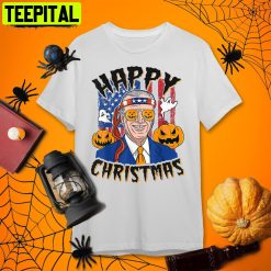 Happy Christmas Halloween Jokes Pumpkin Boo Halloween Retro Art Unisex T-Shirt