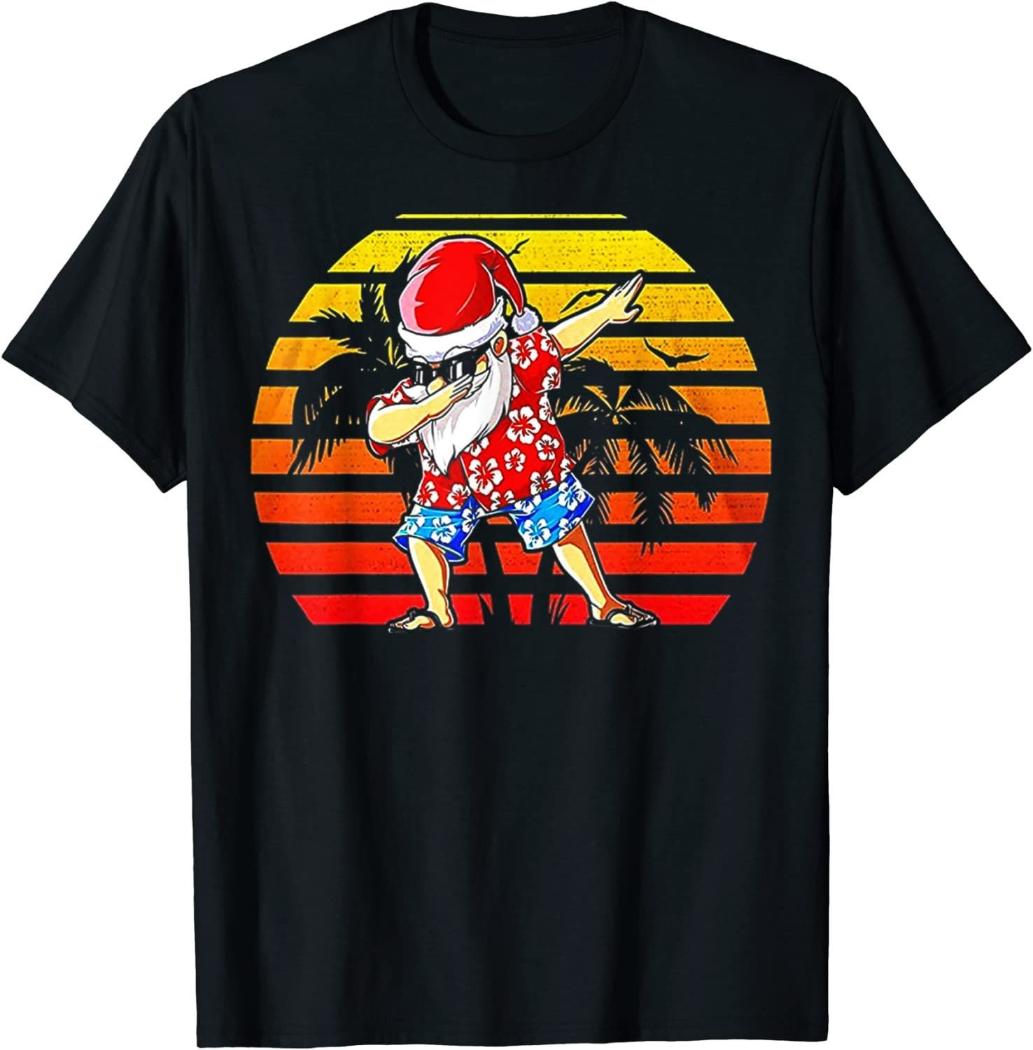 Hawaiian Dabbing Santa Christmas In July T-Shirt