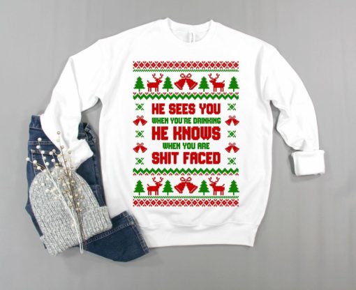 He Sees He Knows Christmas Ugly Sweatshirt