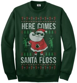 Here Comes Santa Floss Ugly Christmas Sweater