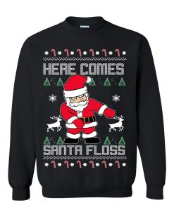 Here Comes Santa Floss Unisex Xmas Sweater