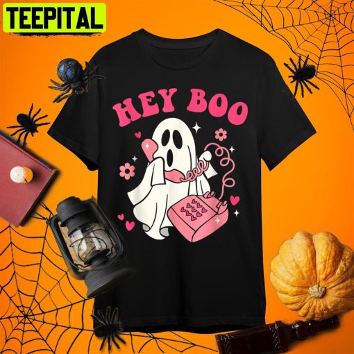 Hey Boo Costume Spooky Season Scary Ghost T Retro Art Unisex T-Shirt