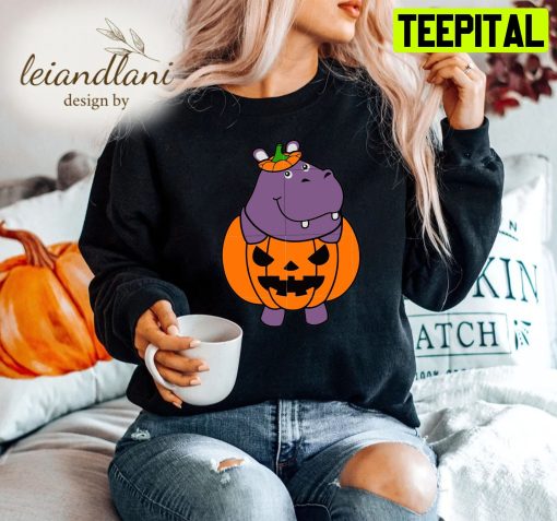 Hippopotamus Pumpkin Body Trip Retro Halloween Sweatshirt