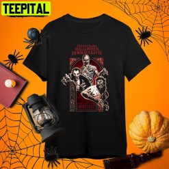 Horror Nights 2022 Universal Monsters Legends Collide Halloween Retro Art Unisex T-Shirt