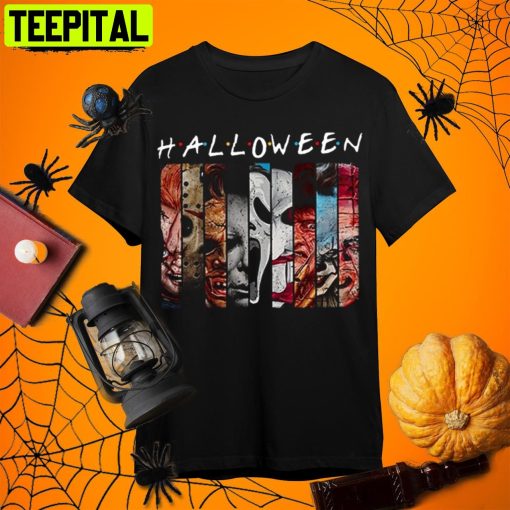 Horror Nights Characters Novelty Night Spooky Horror Halloween Retro Art Unisex T-Shirt