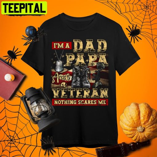 I’m A Dad Papa And A Veteran Father Halloween Veteran Retro Art Unisex T-Shirt