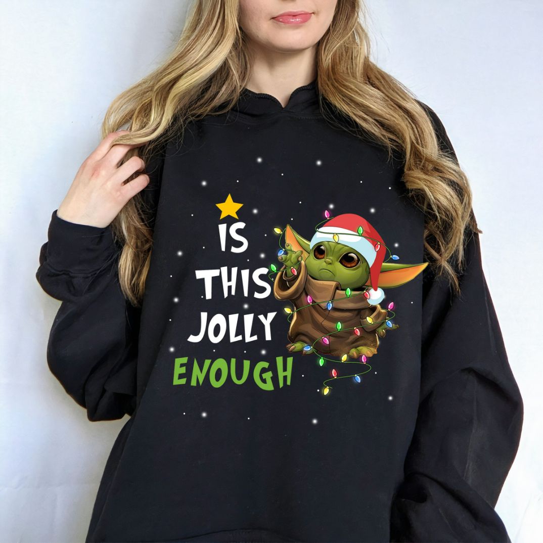 Is This Jolly Enough Baby Yoda Christmas Lights Hoodie