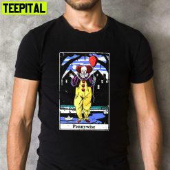 It Pennywise Stephen Kings Tarot Card Scary Movie Retro Design T-Shirt