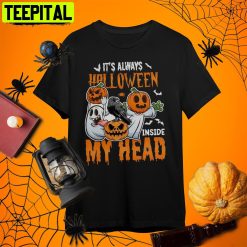 It’s Always Halloween Inside My Head Halloween Pumpkin Retro Art Unisex T-Shirt