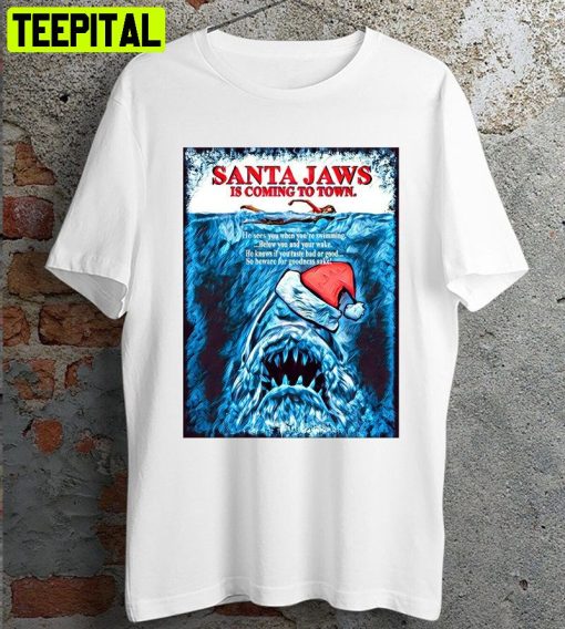 Jaws Santa Christmas Xmax Scuba Diving Retro Design T-Shirt