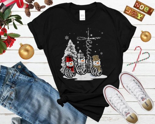 Jesus Faith Hope Love Snowman Christian Christmas Shirt