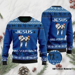 Jesus Has Your Back Karate Jesus For Jesus And Karate Lovers On Christmas Days Unisex 3D Ugly Sweater