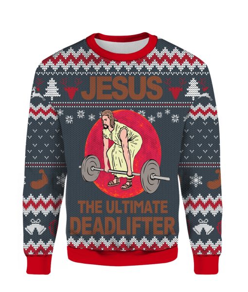 Jesus The Ultimate Deadlifter Merry Christmas 2022 Ugly Sweater