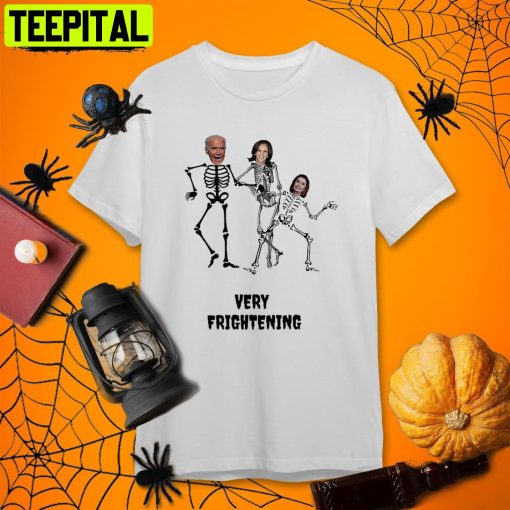 Joe Biden Kamala Harris Pelosi Skeleton Very Frightening Halloween Retro Art Unisex T-Shirt