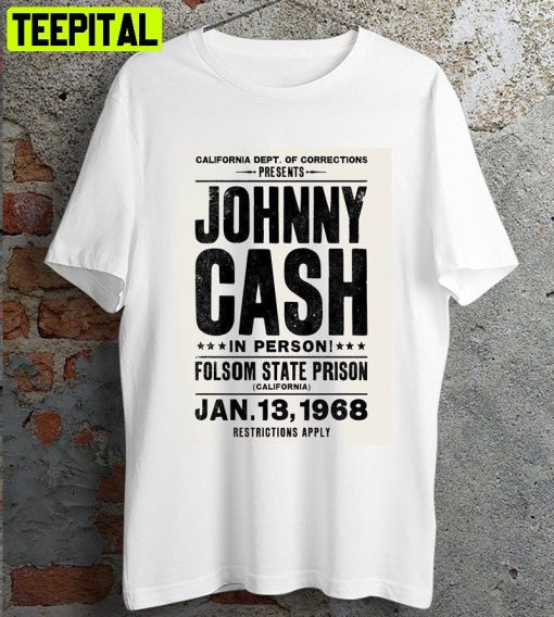 Johnny Cash State Prison Retro Design T-Shirt